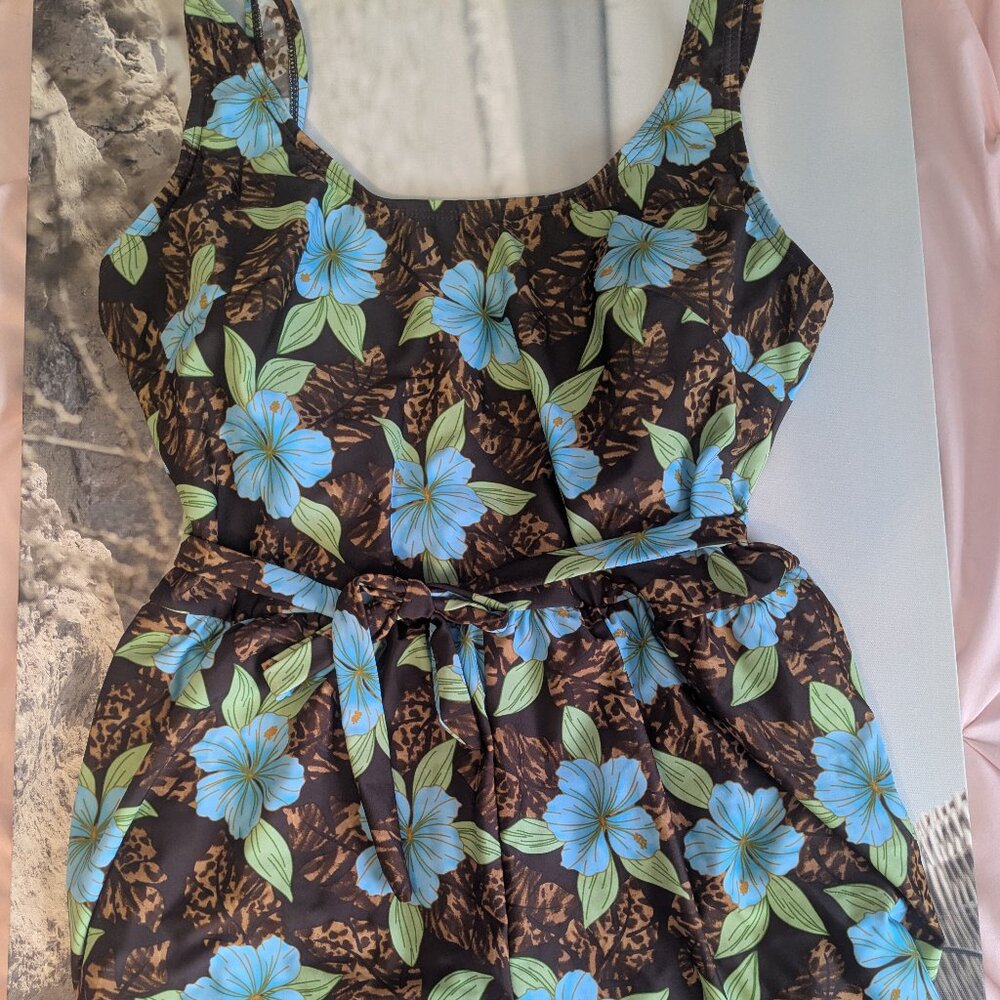 Blair Blue and Brown Floral One Piece Swimsuit